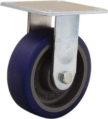 Hamilton - 6" Diam x 2" Wide x 7-1/2" OAH Top Plate Mount Rigid Caster - Polyurethane Mold onto Cast Iron Center, 900 Lb Capacity, Sealed Precision Ball Bearing, 5 x 5-1/2" Plate - USA Tool & Supply