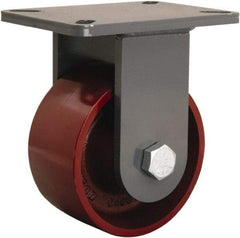 Hamilton - 6" Diam x 3" Wide x 8" OAH Top Plate Mount Rigid Caster - Cast Iron, 2,500 Lb Capacity, Tapered Roller Bearing, 5-1/4 x 7-1/4" Plate - USA Tool & Supply