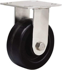 Hamilton - 5" Diam x 2" Wide x 6-1/2" OAH Top Plate Mount Rigid Caster - Phenolic, 800 Lb Capacity, Delrin Bearing, 3-3/4 x 4-1/2" Plate - USA Tool & Supply