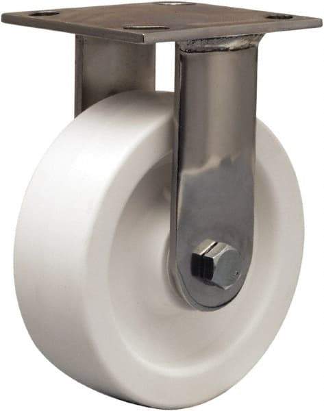 Hamilton - 6" Diam x 2" Wide x 7-1/2" OAH Top Plate Mount Rigid Caster - Polyolefin, 750 Lb Capacity, Delrin Bearing, 4 x 4-1/2" Plate - USA Tool & Supply