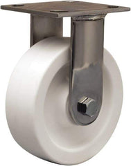 Hamilton - 6" Diam x 2" Wide x 7-1/2" OAH Top Plate Mount Rigid Caster - Polyolefin, 750 Lb Capacity, Delrin Bearing, 4 x 4-1/2" Plate - USA Tool & Supply