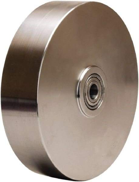 Hamilton - 8 Inch Diameter x 2 Inch Wide, Stainless Steel Caster Wheel - 1,100 Lb. Capacity, 2-1/4 Inch Hub Length, 3/4 Inch Axle Diameter, Plain Bore Bearing - USA Tool & Supply