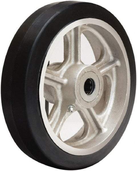 Hamilton - 8 Inch Diameter x 2 Inch Wide, Rubber on Cast Iron Caster Wheel - 500 Lb. Capacity, 2-1/4 Inch Hub Length, 3/4 Inch Axle Diameter, Straight Roller Bearing - USA Tool & Supply