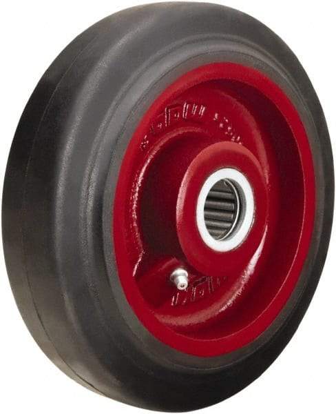 Hamilton - 7 Inch Diameter x 2 Inch Wide, Rubber on Cast Iron Caster Wheel - 450 Lb. Capacity, 2-1/4 Inch Hub Length, 3/4 Inch Axle Diameter, Straight Roller Bearing - USA Tool & Supply