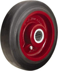 Hamilton - 7 Inch Diameter x 2 Inch Wide, Rubber on Cast Iron Caster Wheel - 450 Lb. Capacity, 2-1/4 Inch Hub Length, 3/4 Inch Axle Diameter, Straight Roller Bearing - USA Tool & Supply