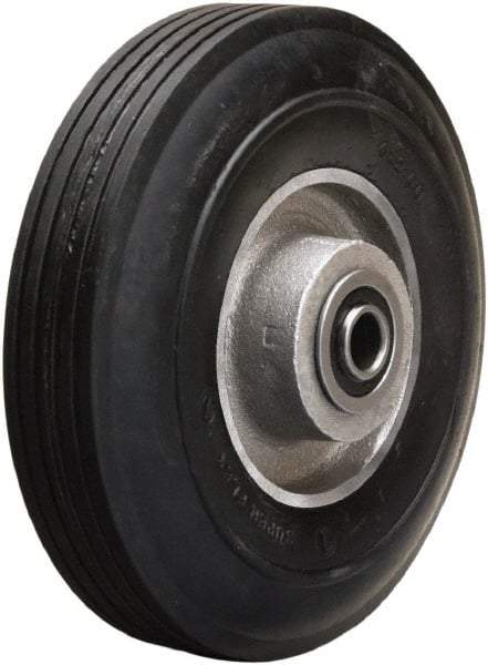 Hamilton - 6 Inch Diameter x 2 Inch Wide, Rubber on Aluminum Caster Wheel - 300 Lb. Capacity, 2-1/4 Inch Hub Length, 1/2 Inch Axle Diameter, Precision Ball Bearing - USA Tool & Supply