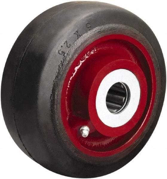 Hamilton - 6 Inch Diameter x 2-1/2 Inch Wide, Rubber on Cast Iron Caster Wheel - 540 Lb. Capacity, 3-1/4 Inch Hub Length, 1 Inch Axle Diameter, Straight Roller Bearing - USA Tool & Supply