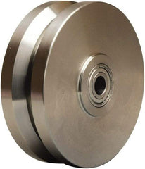 Hamilton - 6 Inch Diameter x 2 Inch Wide, Stainless Steel Caster Wheel - 950 Lb. Capacity, 2-1/4 Inch Hub Length, 3/4 Inch Axle Diameter, Plain Bore Bearing - USA Tool & Supply