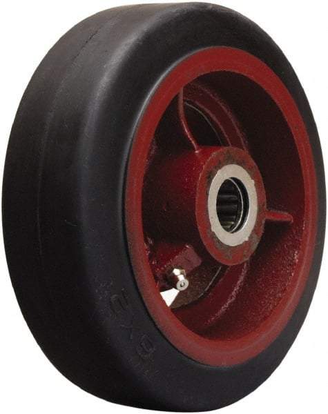 Hamilton - 6 Inch Diameter x 2 Inch Wide, Rubber on Cast Iron Caster Wheel - 410 Lb. Capacity, 2-1/4 Inch Hub Length, 1 Inch Axle Diameter, Straight Roller Bearing - USA Tool & Supply