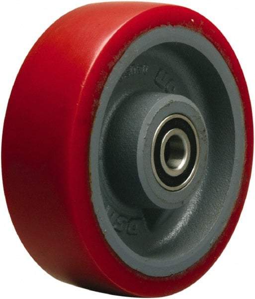 Hamilton - 6 Inch Diameter x 2 Inch Wide, Polyurethane on Cast Iron Caster Wheel - 1,400 Lb. Capacity, 2-1/4 Inch Hub Length, 1/2 Inch Axle Diameter, Precision Ball Bearing - USA Tool & Supply