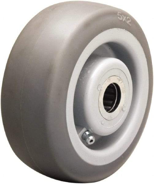 Hamilton - 5 Inch Diameter x 2 Inch Wide, Rubber on Thermoplastic Caster Wheel - 350 Lb. Capacity, 2-3/16 Inch Hub Length, 3/4 Inch Axle Diameter, Straight Roller Bearing - USA Tool & Supply
