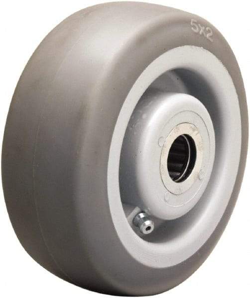 Hamilton - 5 Inch Diameter x 2 Inch Wide, Rubber on Thermoplastic Caster Wheel - 350 Lb. Capacity, 2-3/16 Inch Hub Length, 1/2 Inch Axle Diameter, Straight Roller Bearing - USA Tool & Supply