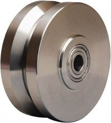 Hamilton - 5 Inch Diameter x 2 Inch Wide, Stainless Steel Caster Wheel - 950 Lb. Capacity, 2-1/4 Inch Hub Length, 3/4 Inch Axle Diameter, Delrin Bearing - USA Tool & Supply