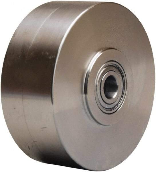 Hamilton - 5 Inch Diameter x 2 Inch Wide, Stainless Steel Caster Wheel - 950 Lb. Capacity, 2-1/4 Inch Hub Length, 3/4 Inch Axle Diameter, Delrin Bearing - USA Tool & Supply