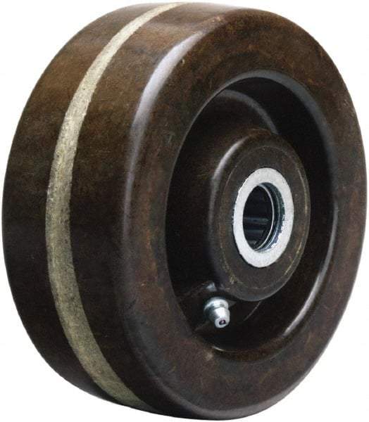 Hamilton - 5 Inch Diameter x 2 Inch Wide, Phenolic Caster Wheel - 750 Lb. Capacity, 2-3/16 Inch Hub Length, 1/2 Inch Axle Diameter, Straight Roller Bearing - USA Tool & Supply