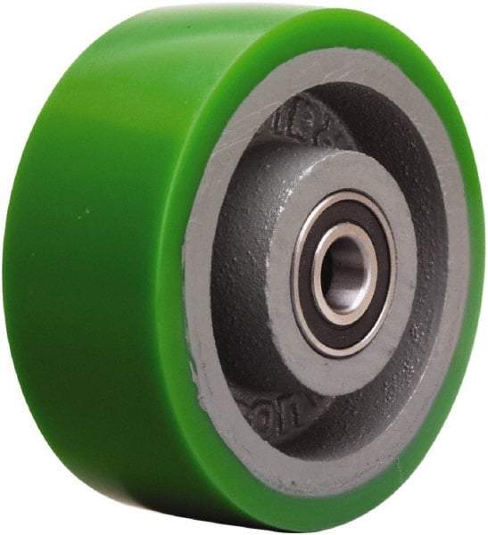 Hamilton - 5 Inch Diameter x 2 Inch Wide, Polyurethane on Cast Iron Caster Wheel - 1,050 Lb. Capacity, 2-1/2 Inch Hub Length, 1/2 Inch Axle Diameter, Sealed Precision Ball Bearing - USA Tool & Supply