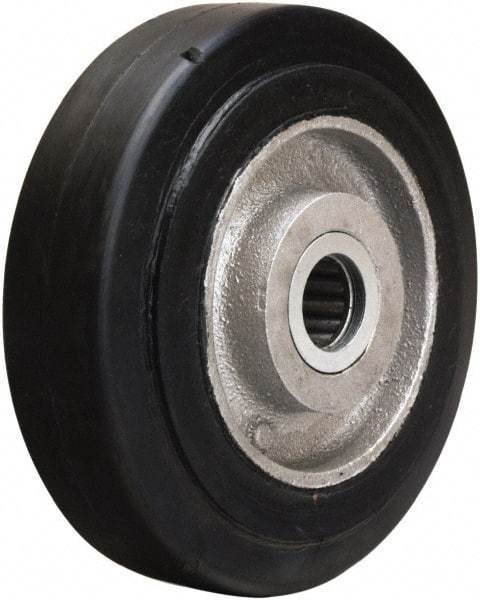 Hamilton - 5 Inch Diameter x 1-1/2 Inch Wide, Rubber on Aluminum Caster Wheel - 240 Lb. Capacity, 1-3/4 Inch Hub Length, 3/4 Inch Axle Diameter, Straight Roller Bearing - USA Tool & Supply