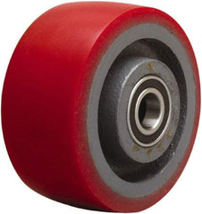 Hamilton - 4 Inch Diameter x 2 Inch Wide, Polyurethane on Cast Iron Caster Wheel - 900 Lb. Capacity, 2-1/4 Inch Hub Length, 1/2 Inch Axle Diameter, Precision Ball Bearing - USA Tool & Supply