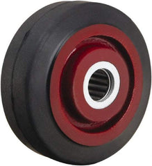 Hamilton - 4 Inch Diameter x 1-1/2 Inch Wide, Rubber on Cast Iron Caster Wheel - 200 Lb. Capacity, 1-5/8 Inch Hub Length, 1/2 Inch Axle Diameter, Straight Roller Bearing - USA Tool & Supply