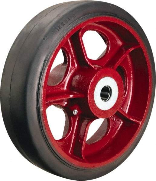 Hamilton - 12 Inch Diameter x 3-1/2 Inch Wide, Rubber on Cast Iron Caster Wheel - 1,370 Lb. Capacity, 4-1/4 Inch Hub Length, 1-1/4 Inch Axle Diameter, Straight Roller Bearing - USA Tool & Supply