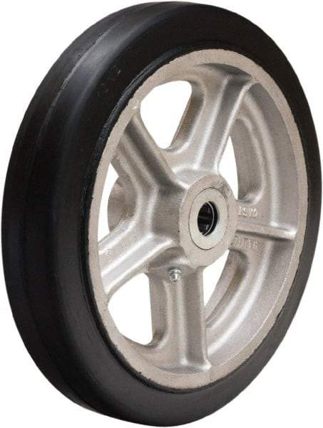 Hamilton - 10 Inch Diameter x 2 Inch Wide, Rubber on Aluminum Caster Wheel - 730 Lb. Capacity, 2-1/4 Inch Hub Length, 1 Inch Axle Diameter, Straight Roller Bearing - USA Tool & Supply