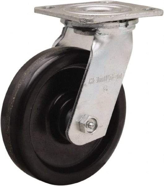 Hamilton - 6" Diam x 1-1/2" Wide x 7-1/2" OAH Top Plate Mount Swivel Caster - Phenolic, 550 Lb Capacity, Straight Roller Bearing, 4 x 4-1/2" Plate - USA Tool & Supply