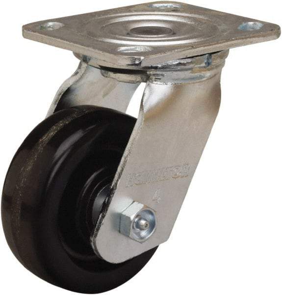 Hamilton - 4" Diam x 1-1/2" Wide x 5-5/8" OAH Top Plate Mount Swivel Caster - Phenolic, 550 Lb Capacity, Straight Roller Bearing, 4 x 4-1/2" Plate - USA Tool & Supply