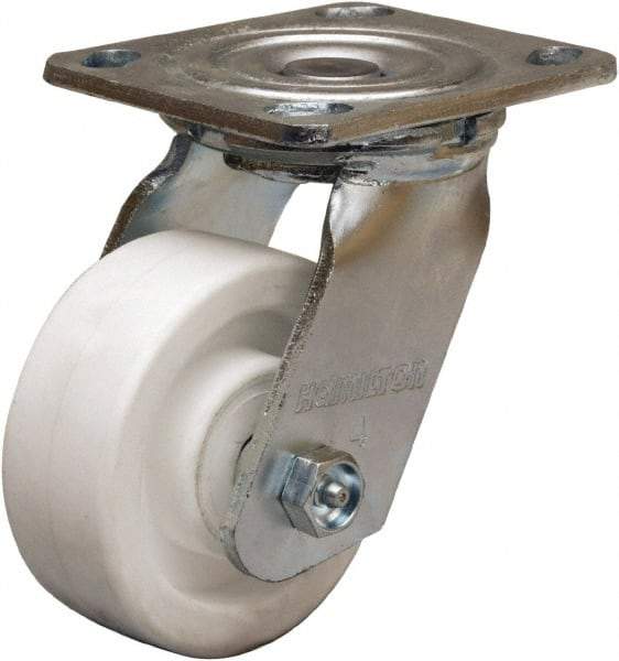 Hamilton - 4" Diam x 1-1/2" Wide x 5-5/8" OAH Top Plate Mount Swivel Caster - Polyolefin, 400 Lb Capacity, Delrin Bearing, 4 x 4-1/2" Plate - USA Tool & Supply