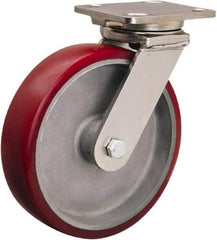 Hamilton - 8" Diam x 2" Wide x 9-1/2" OAH Top Plate Mount Swivel Caster - Polyolefin, 900 Lb Capacity, Delrin Bearing, 4 x 5" Plate - USA Tool & Supply