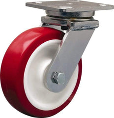 Hamilton - 6" Diam x 2" Wide x 7-1/2" OAH Top Plate Mount Swivel Caster - Polyurethane Mold on Polypropylene, 1,000 Lb Capacity, Delrin Bearing, 4 x 5" Plate - USA Tool & Supply