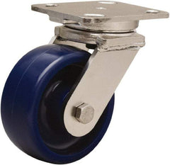 Hamilton - 5" Diam x 2" Wide x 6-1/2" OAH Top Plate Mount Swivel Caster - Polyurethane, 900 Lb Capacity, Stainless Steel Double Shielded Precision Ball Bearing, 4 x 5" Plate - USA Tool & Supply