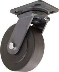 Hamilton - 6" Diam x 2" Wide x 7-1/2" OAH Top Plate Mount Swivel Caster - Nylon, 2,000 Lb Capacity, Sealed Precision Ball Bearing, 4 x 5" Plate - USA Tool & Supply