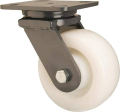 Hamilton - 5" Diam x 2" Wide x 6-1/2" OAH Top Plate Mount Swivel Caster - Nylon, Sealed Precision Ball Bearing, 4 x 5" Plate - USA Tool & Supply