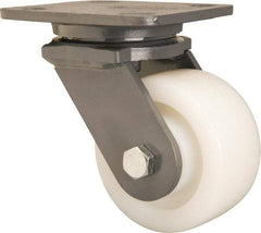 Hamilton - 4" Diam x 2" Wide x 5-5/8" OAH Top Plate Mount Swivel Caster - Nylon, Sealed Precision Ball Bearing, 4 x 5" Plate - USA Tool & Supply