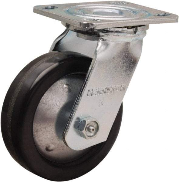 Hamilton - 5" Diam x 1-1/2" Wide x 6-1/2" OAH Top Plate Mount Swivel Caster - Phenolic, 600 Lb Capacity, Straight Roller Bearing, 4 x 4-1/2" Plate - USA Tool & Supply
