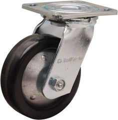 Hamilton - 5" Diam x 1-1/2" Wide x 6-1/2" OAH Top Plate Mount Swivel Caster - Phenolic, 600 Lb Capacity, Straight Roller Bearing, 4 x 4-1/2" Plate - USA Tool & Supply