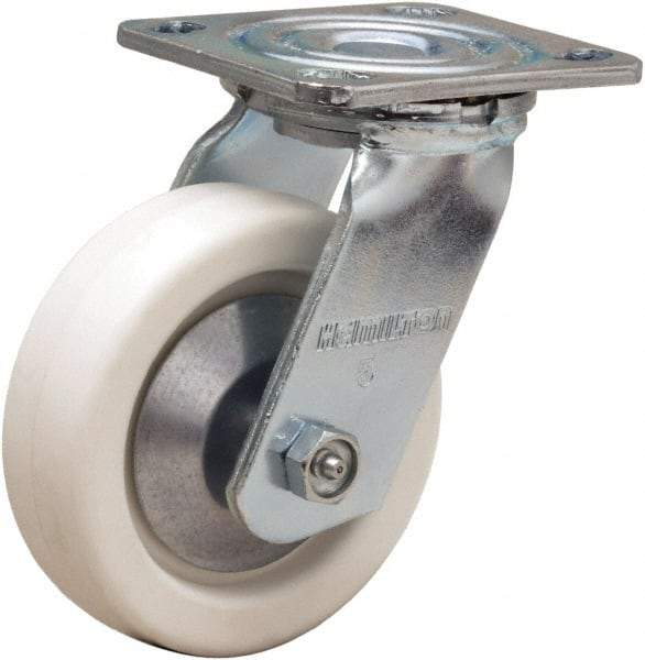 Hamilton - 5" Diam x 1-1/2" Wide x 6-1/2" OAH Top Plate Mount Swivel Caster - Polyolefin, 400 Lb Capacity, Delrin Bearing, 4 x 4-1/2" Plate - USA Tool & Supply