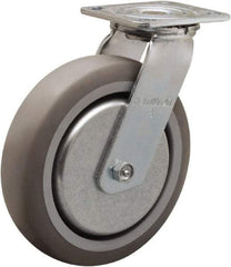 Hamilton - 8" Diam x 2" Wide x 9-1/2" OAH Top Plate Mount Swivel Caster - Rubber Mold on Polyolefin, 500 Lb Capacity, Straight Roller Bearing, 4 x 4-1/2" Plate - USA Tool & Supply