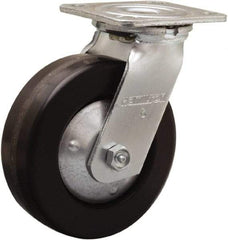 Hamilton - 6" Diam x 2" Wide x 7-1/2" OAH Top Plate Mount Swivel Caster - Phenolic, 900 Lb Capacity, Straight Roller Bearing, 4 x 4-1/2" Plate - USA Tool & Supply