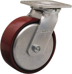 Hamilton - 6" Diam x 2" Wide x 7-1/2" OAH Top Plate Mount Swivel Caster - Cast Iron, 800 Lb Capacity, Sealed Precision Ball Bearing, 4 x 4-1/2" Plate - USA Tool & Supply