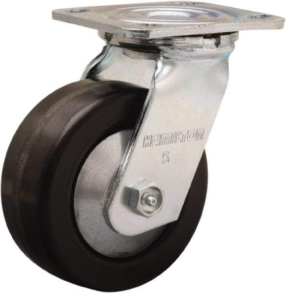 Hamilton - 5" Diam x 2" Wide x 6-1/2" OAH Top Plate Mount Swivel Caster - Phenolic, 900 Lb Capacity, Straight Roller Bearing, 4 x 4-1/2" Plate - USA Tool & Supply