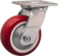 Hamilton - 5" Diam x 2" Wide x 6-1/2" OAH Top Plate Mount Swivel Caster - Polyurethane Mold on Polypropylene, 900 Lb Capacity, Straight Roller Bearing, 4 x 4-1/2" Plate - USA Tool & Supply