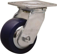 Hamilton - 4" Diam x 2" Wide x 5-5/8" OAH Top Plate Mount Swivel Caster - Polyurethane, 750 Lb Capacity, Straight Roller Bearing, 4 x 4-1/2" Plate - USA Tool & Supply