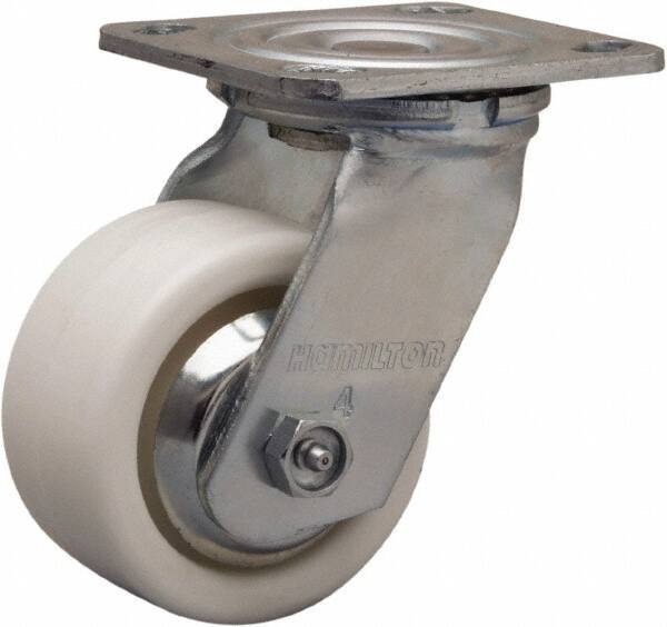 Hamilton - 4" Diam x 2" Wide x 5-5/8" OAH Top Plate Mount Swivel Caster - Polyolefin, 550 Lb Capacity, Delrin Bearing, 4 x 4-1/2" Plate - USA Tool & Supply