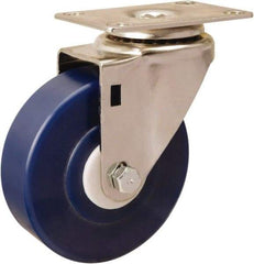 Hamilton - 4" Diam x 1-1/4" Wide x 5-1/8" OAH Top Plate Mount Swivel Caster - Polyurethane, 325 Lb Capacity, Delrin Bearing, 2-3/8 x 3-5/8" Plate - USA Tool & Supply