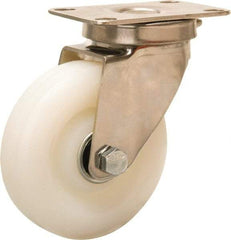 Hamilton - 4" Diam x 1-1/4" Wide x 5-1/8" OAH Top Plate Mount Swivel Caster - Nylon, 325 Lb Capacity, Plain Bore Bearing, 2-3/8 x 3-5/8" Plate - USA Tool & Supply