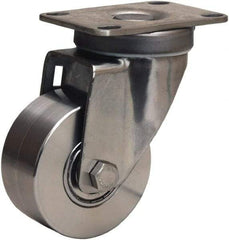 Hamilton - 3" Diam x 1-3/8" Wide x 4-5/8" OAH Top Plate Mount Swivel Caster - Forged Steel, 325 Lb Capacity, Stainless Steel Precision Ball Bearing, 2-3/8 x 3-5/8" Plate - USA Tool & Supply