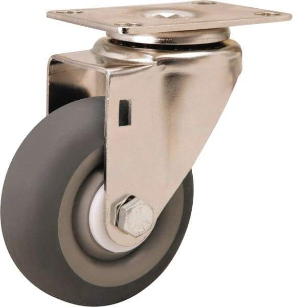 Hamilton - 3-1/2" Diam x 1-3/8" Wide x 4-7/8" OAH Top Plate Mount Swivel Caster - Rubber Mold on Polyolefin, 240 Lb Capacity, Delrin Bearing, 2-3/8 x 3-5/8" Plate - USA Tool & Supply