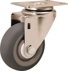 Hamilton - 3-1/2" Diam x 1-3/8" Wide x 4-7/8" OAH Top Plate Mount Swivel Caster - Rubber Mold on Polyolefin, 240 Lb Capacity, Delrin Bearing, 2-3/8 x 3-5/8" Plate - USA Tool & Supply