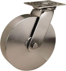 Hamilton - 8" Diam x 2" Wide x 9-1/2" OAH Top Plate Mount Swivel Caster - Forged Steel, 800 Lb Capacity, Delrin Bearing, 3-3/4 x 4-1/2" Plate - USA Tool & Supply